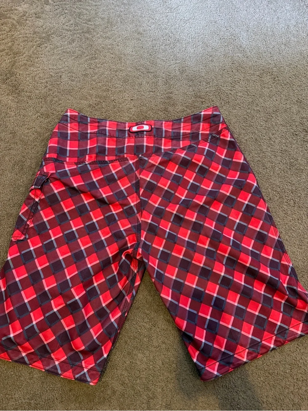 Oakley Red Plaid Men's Board Shorts